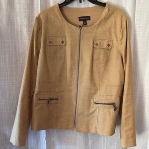 Dana Buchman Tan Utility Jacket with Tailored Silhouette - Excellent Condition